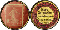 Frankreich 10 Centimes Münze, Produits chimiques d'Auby, Timbre-Monnaie, VZ -