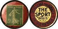 Frankreich 5 Centimes Münze, The Sport, Trousseaux, Paris, Timbre-Monnaie -