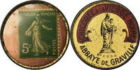 Frankreich 5 Centimes Münze, Chicorée Vierge Noire Abbaye Graville -