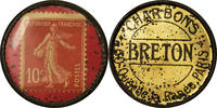 Frankreich 10 Centimes Münze, Charbons, Breton, Paris, Timbre-Monnaie, VZ -