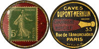 Frankreich 5 Centimes Münze, Caves Dupont-Merklin, Champagne Mercier -