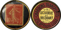 Frankreich 10 Centimes Münze, Charbons Lecluselle Becquart Lille -