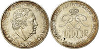 Monaco 100 Francs Münze, Rainier III, VZ, Silber, KM:164 -
