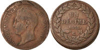 Monaco Decime Münze, Honore V, S, Kupfer, KM:97.1, Gadoury:105 -