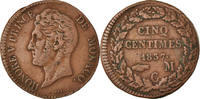 Monaco 5 Centimes, Cinq Münze, Honore V, SS, Kupfer, KM:95.2a -