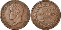 Monaco 5 Centimes, Cinq Münze, Honore V, S+, Kupfer, KM:95.2a -