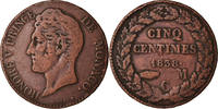 Monaco 5 Centimes, Cinq Münze, Honore V, S+, Kupfer, KM:95.2a -