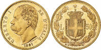 Italien 50 Lire Umberto I, Rome, Gold, VZ, KM:25 -