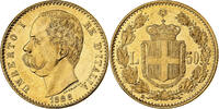 Italien 50 Lire Umberto I, Rome, Gold, VZ, KM:25 -