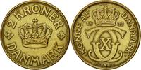Dänemark 2 Kroner Münze, Christian X, Copenhagen, VZ, Aluminum-Bronze -