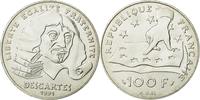 Frankreich 100 Francs Münze, Descartes, VZ+, Silber, KM:996 -