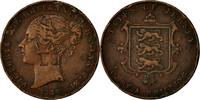 Jersey 1/13 Shilling Münze, Victoria, London, SS, Kupfer, KM:3 -