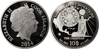 Cookinseln 10 Dollars Münze, The Calendar, STGL, Silber, KM:New -
