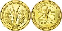 French West Africa 25 Francs Münze, Paris, ESSAI, UNZ, Aluminum-Bronze -