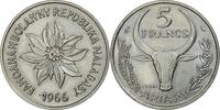 Madagascar 5 Francs Münze, Paris, ESSAI, STGL, Stainless Steel, KM:E8 -