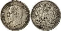 Frankreich 20 Centimes Münze, Napoleon III, Napoléon III, Paris, S+ -