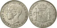 Spanien Peseta Münze, Alfonso XIII, Madrid, SS, Silber, KM:706 -