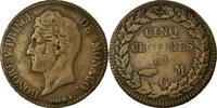 Monaco 5 Centimes, Cinq Münze, Honore V, S+, Cast Brass -