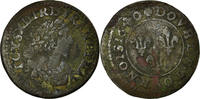 Frankreich Double Tournois Münze, Louis XIII, Double tournois, buste laurée et drapé, Double -