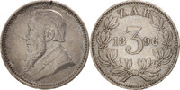 Südafrika 3 Pence Münze, VZ, Silber, KM:3 -
