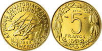 Kamerun 5 Francs Münze, Paris, ESSAI, VZ+, Aluminum-Bronze, KM:E7 -