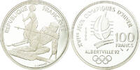 Frankreich 100 Francs Münze, Slalom skiers, Albertville 92, STGL -
