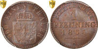 Deutsch Staaten Pfennig Münze, PRUSSIA, Wilhelm I, Berlin, PCGS -