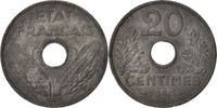 Frankreich 20 Centimes Münze, État français, Paris, VZ, Zinc -