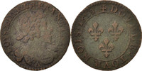 Frankreich Double Tournois Münze, Louis XIII, Double tournois, buste laurée et drapé, Double -