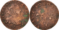 Frankreich Double Tournois Münze, S+, Kupfer, CGKL:512 -