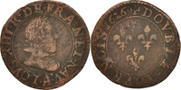 Frankreich Double Tournois Münze, Louis XIII, Double tournois, buste juvénile, Double -