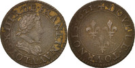 Frankreich Double Tournois Münze, Louis XIII, Double tournois, buste juvénile, Double -