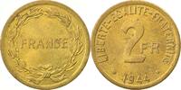Frankreich 2 Francs Münze, France Libre, Philadelphia, VZ+, Messing -