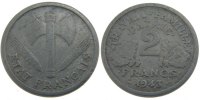 Frankreich 2 Francs Münze, Bazor, Beaumont le Roger, SS, Aluminium -