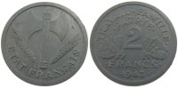 Frankreich 2 Francs Münze, Bazor, Beaumont le Roger, SS+, Aluminium -