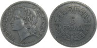 Frankreich 5 Francs Münze, Lavrillier, Paris, SS, Aluminium, KM:888b.1 -