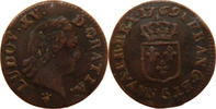 Frankreich Liard Münze, Louis XV, Liard à la vieille tête, Reims, S+ -