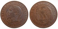 Frankreich 2 Centimes Münze, Napoleon III, Napoléon III, Strasbourg -