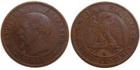Frankreich 2 Centimes Münze, Napoleon III, Napoléon III, Bordeaux, VZ -