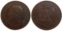 Frankreich 2 Centimes Münze, Napoleon III, Napoléon III, Strasbourg -