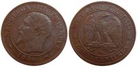 Frankreich 2 Centimes Münze, Napoleon III, Napoléon III, Lyon, VZ -
