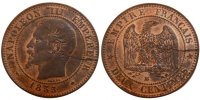Frankreich 2 Centimes Münze, Napoleon III, Napoléon III, Strasbourg -