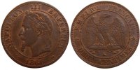 Frankreich 2 Centimes Münze, Napoleon III, Napoléon III, Paris, VZ -