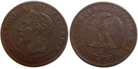 Frankreich 2 Centimes Münze, Napoleon III, Napoléon III, Paris, VZ -