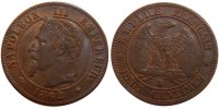 Frankreich 2 Centimes Münze, Napoleon III, Napoléon III, Strasbourg -