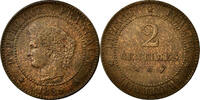 Frankreich 2 Centimes Münze, Cérès, Paris, SS+, Bronze, KM:827.1 -