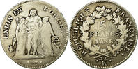 Frankreich 5 Francs Münze, Union et Force, Bordeaux, S, Silber -