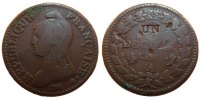 Frankreich Decime Münze, Dupré, Paris, SGE+, Bronze, Gadoury:186 -