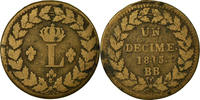 Frankreich Decime Münze, Louis XVIII, Strasbourg, S, Bronze, KM:701 -