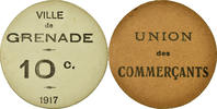 Frankreich 10 Centimes Münze, Union des Commerçants, Grenade, VZ -